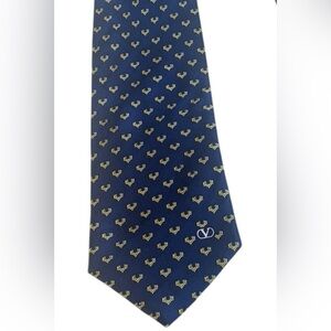 Valentino Navy Blue 100% Silk Men's Tie